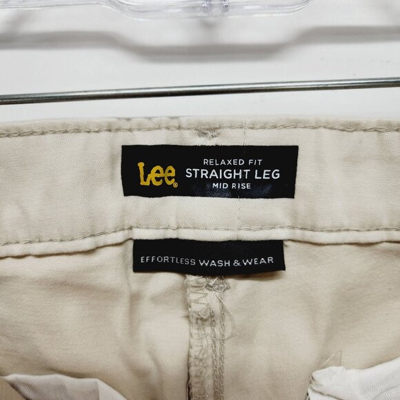 Lee chino pants Womens Relaxed Fit Straight Leg Mid Rise Size 14 Long beige - Picture 2 of 12